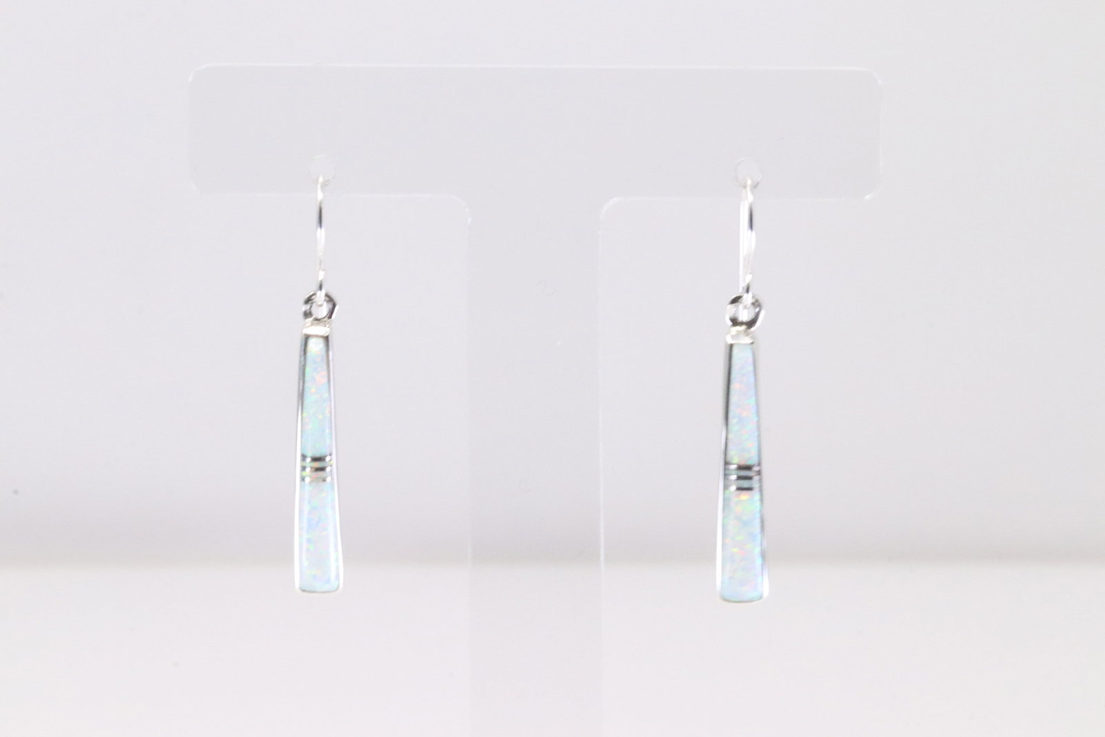 Native America Navajo Sterling Silver Opal Inlay Dangling Earring's By Rick T.: This is a Native America Navajo Sterling Silver Opal Inlay Dangling Earring's By Rick T.