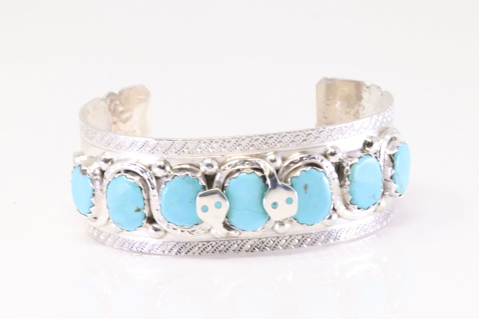 Native American Zuni Sterling Silver Turquoise Bracelet Cuff By Effie C. (1 of 4)