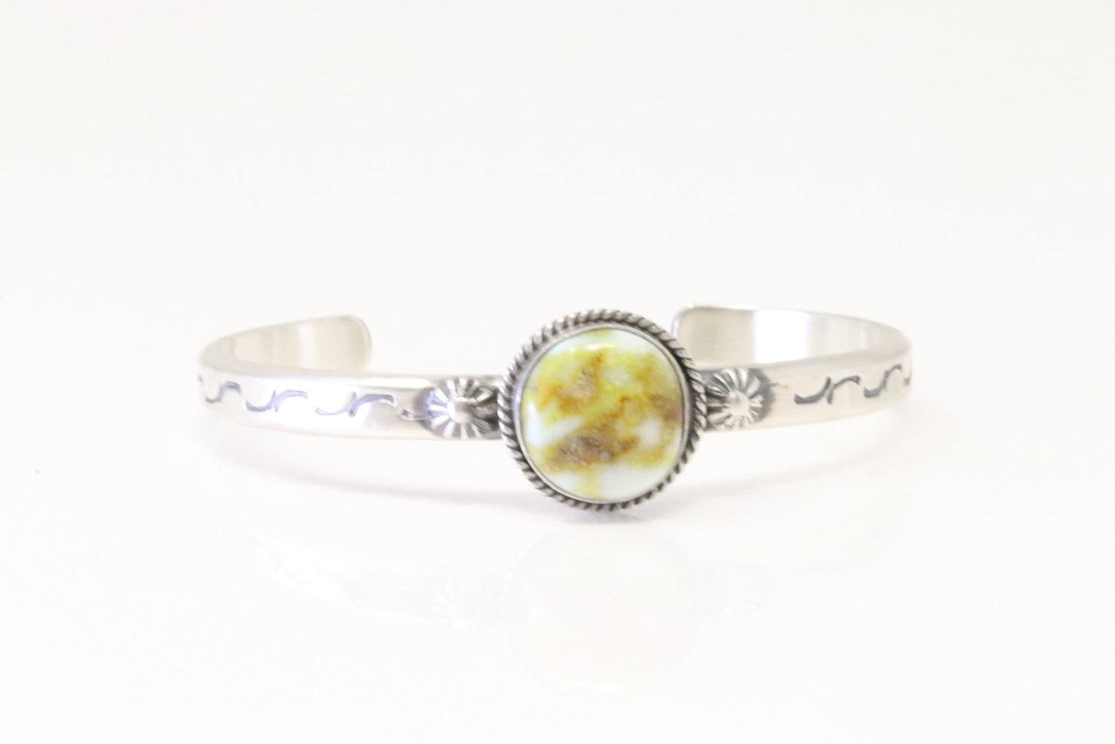 Native America Navajo Sterling Silver Palomino Bracelet Cuff By Samuel Yellowhair.: This is a Native America Navajo Sterling Silver Palomino Bracelet Cuff By Samuel Yellowhair.