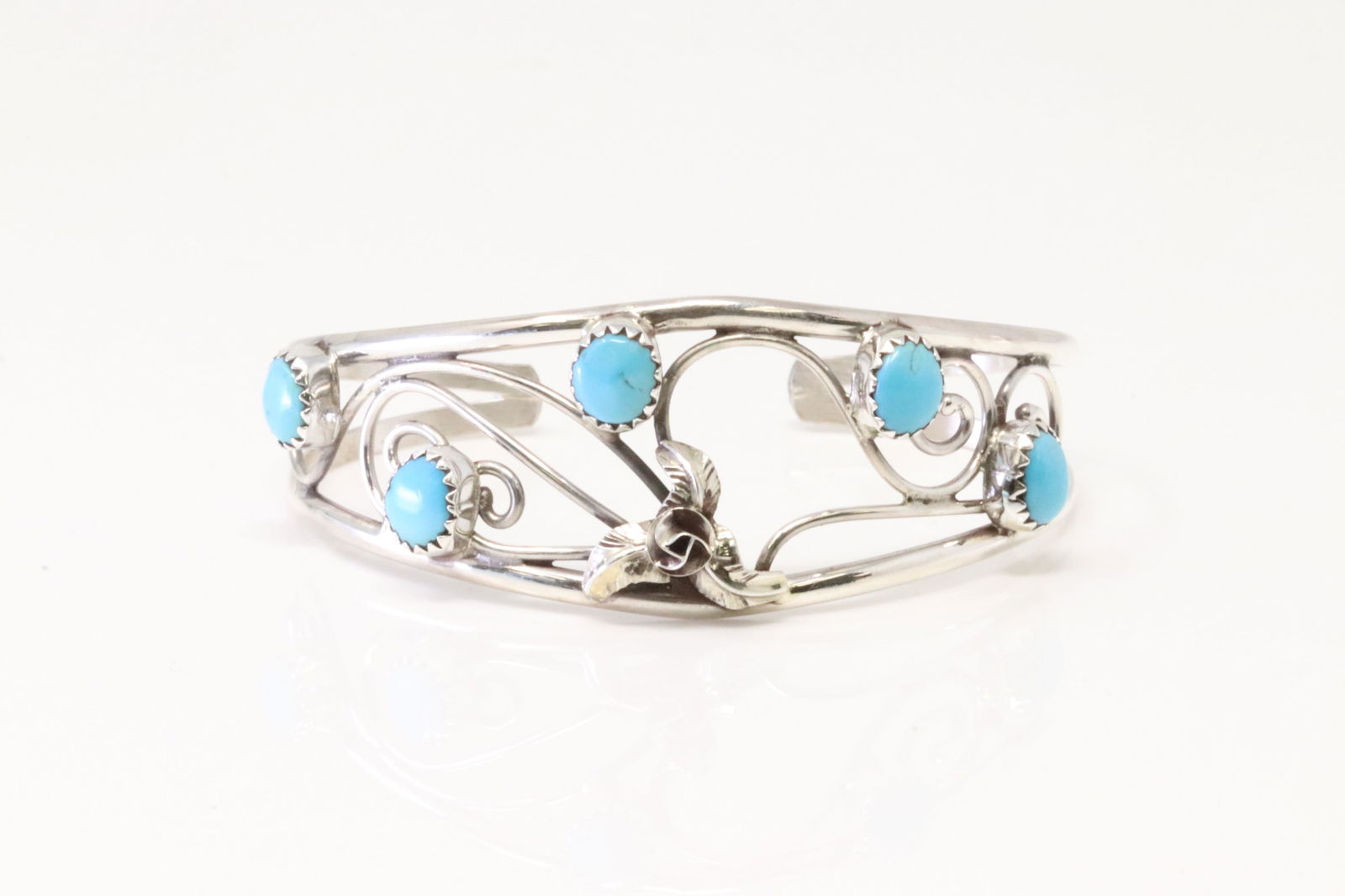 Native America Navajo Sterling Silver Turquoise Bracelet Cuff By Max Calladito. (1 of 4)