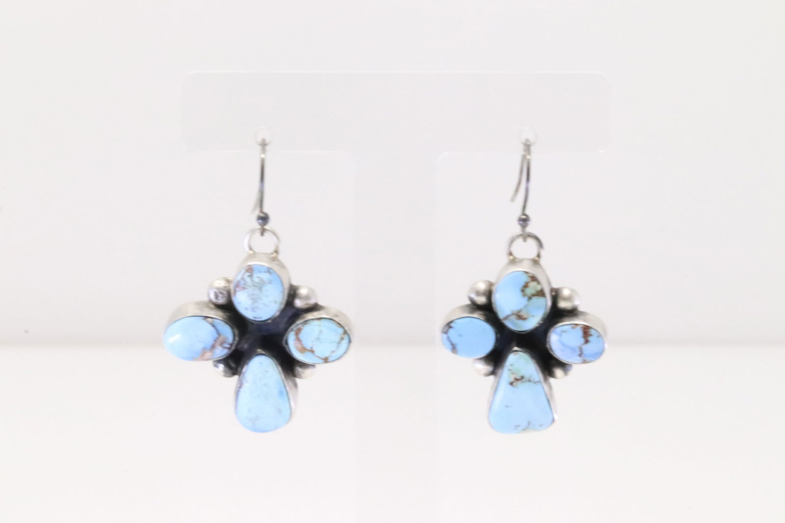 Native America Navajo Sterling Silver Golden Hill Turquoise Dangling Earring's By Randy Billy. (1 of 4)