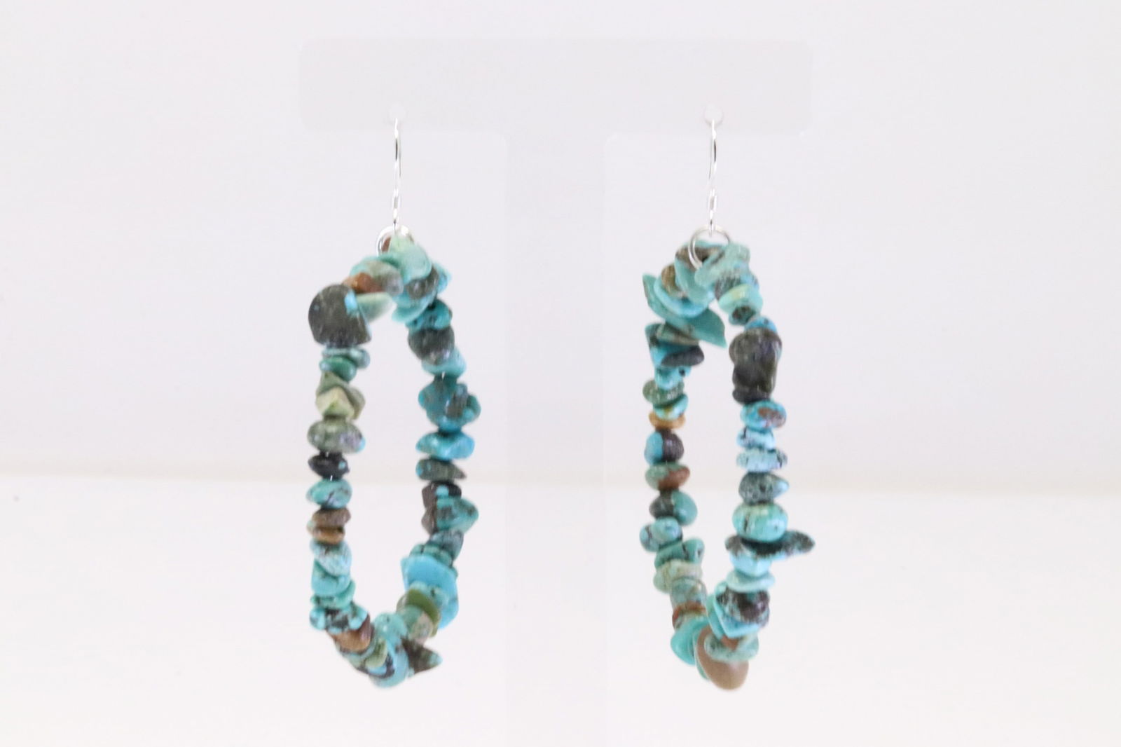 Native America Navajo Sterling Silver Turquoise Hoop Dangling Earring's. (1 of 4)