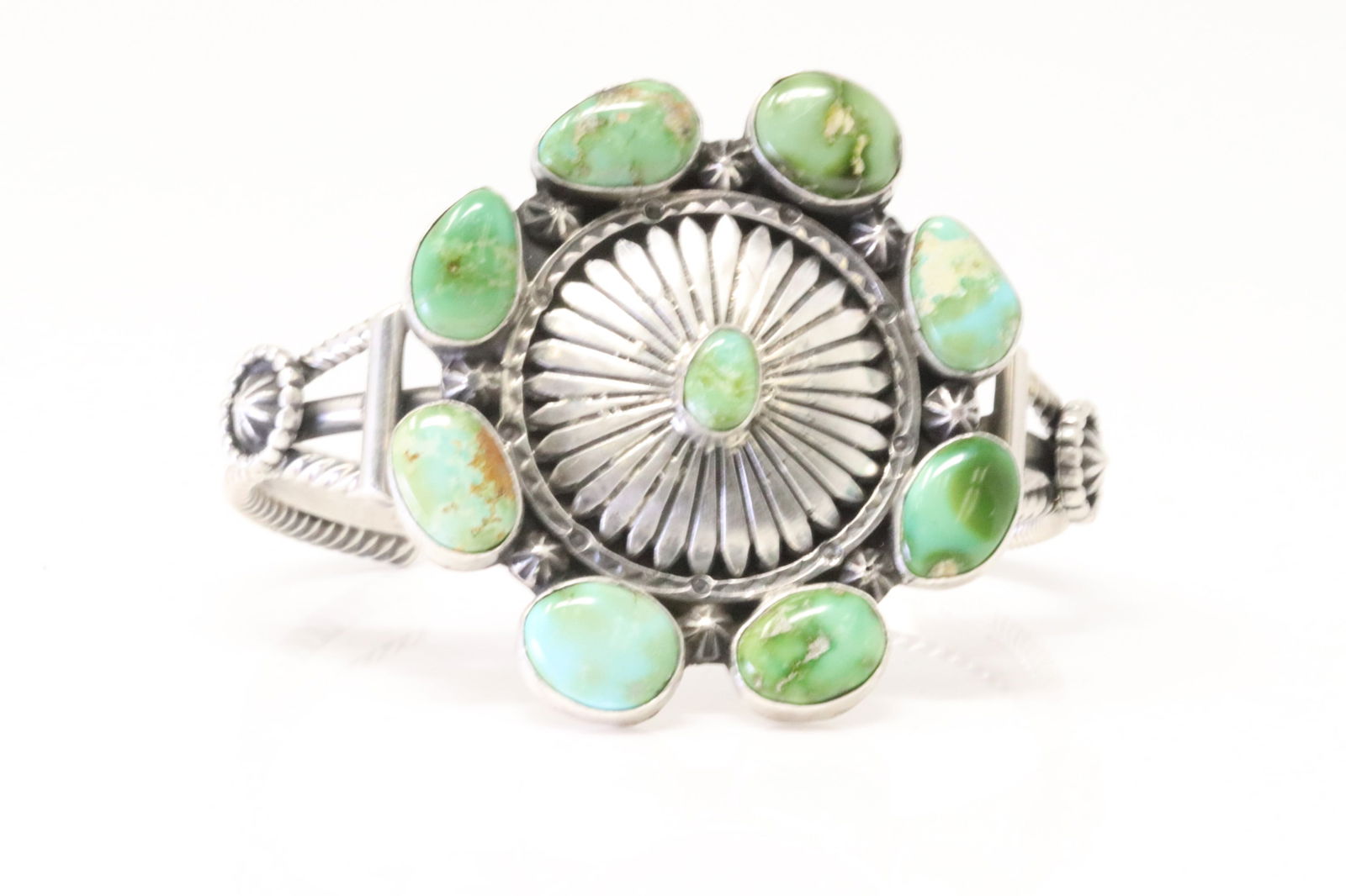 Native America Navajo Sterling Silver Sonora Gold Turquoise Bracelet Cuff By Harry B. (1 of 4)