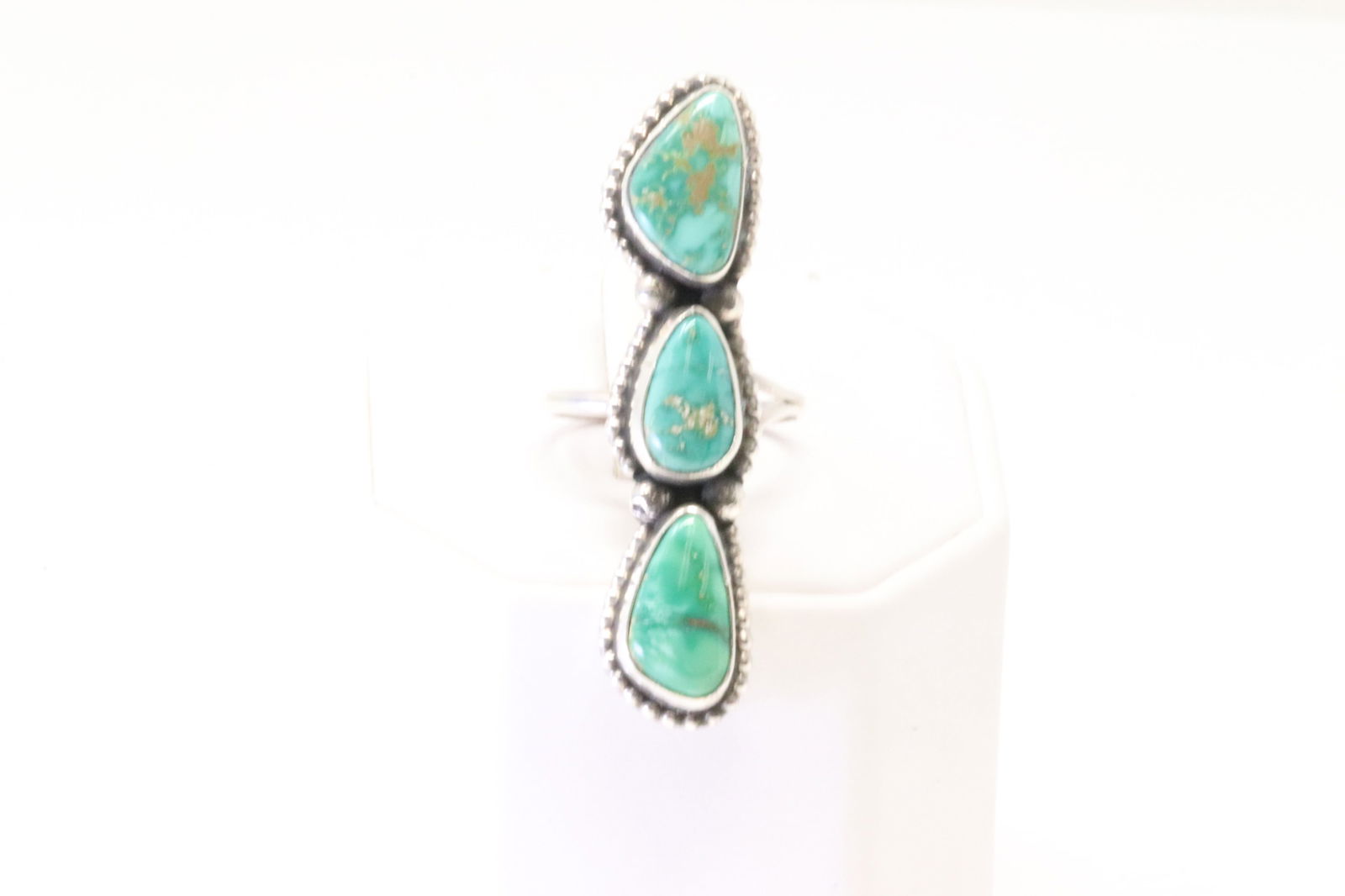 Native America Navajo Sterling Silver Turquoise Ring 3 Stone By S. (1 of 4)