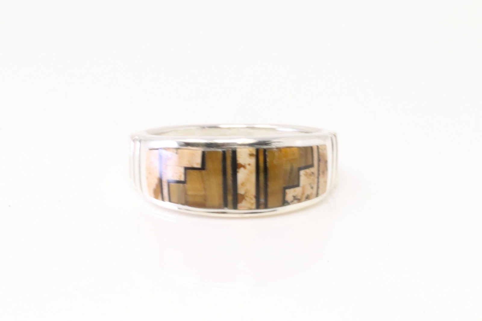 Native America Navajo Sterling Silver Multi-Color Stone Inlay Ring By Rick T. (1 of 4)