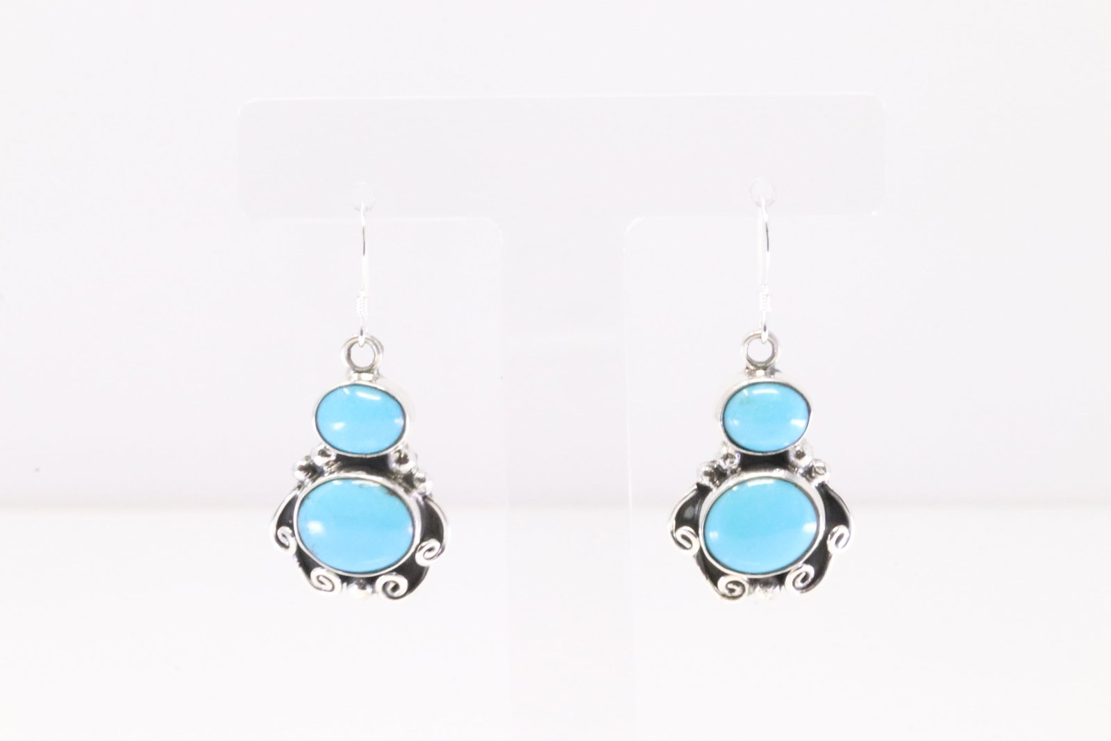Native America Navajo Sterling Silver Turquoise Dangling Earring's By Sheena Jack.: This is a Native America Navajo Sterling Silver Turquoise Dangling Earring's By Sheena Jack.