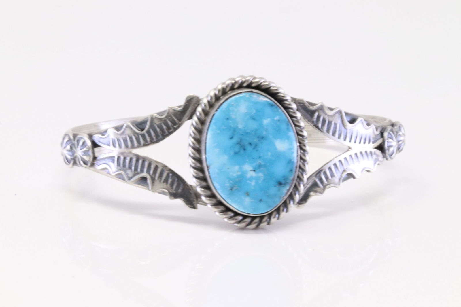 Native America Navajo Sterling Silver Kingman Turquoise Bracelet Cuff By M. (1 of 4)