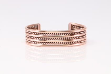 Native America Navajo Copper Bracelet Cuff By Elaine Tahe.