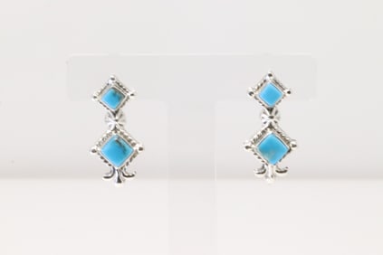 Native America Navajo Sterling Silver Turquoise Post Earring's By Sadie Jim.