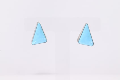 Native America Navajo Sterling Silver Kingman Turquoise Post Earring's By: Sheryl Kee