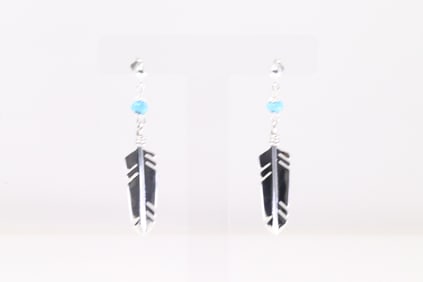 Native America Navajo Sterling Silver Turquoise Feather Post Earring's.