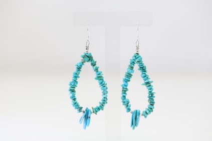 Native American Navajo Sterling Silver Turquoise Dangling Earring's.
