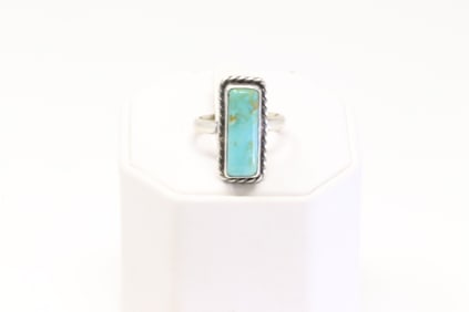 Native America Navajo Sterling Silver Turquoise Ring By A.L.