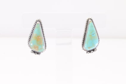 Native America Navajo Sterling Silver Tyrone Turquoise Post Earring's By Elouise Kee.