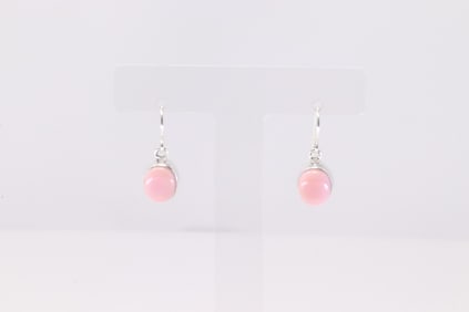 Native America Navajo Sterling Silver Pink Conch Shell Dangling Earring's By: A