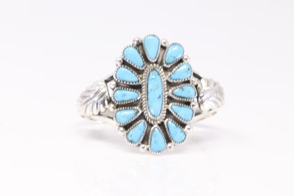 Native America Navajo Sterling Silver Turquoise Bracelet Cuff By M.P.