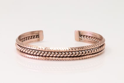 Native America Navajo Copper Bracelet By Elaine Tahe.