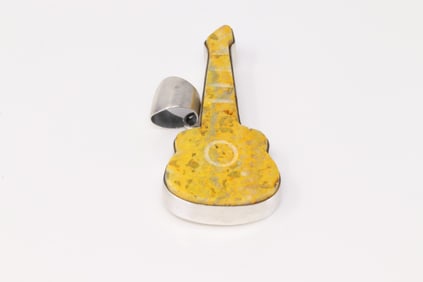 Native America Navajo Sterling Silver Bumble Bee Guitar Pendant By Donovan Skeets.