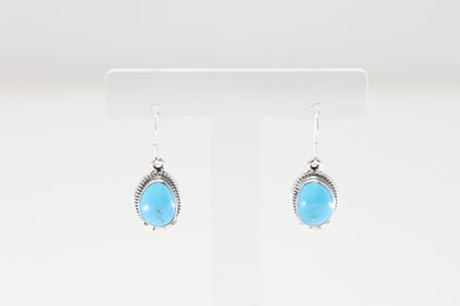 Native America Navajo Sterling Silver Turquoise Dangling Earring's By Sharon McCarthy.