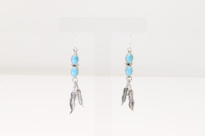 Native America Navajo Sterling Silver Turquoise Dangling Earring's By Annie Spencer.