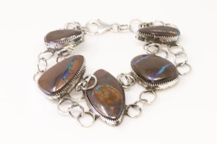 Native America Navajo Sterling Silver Bracelet Link By Clifford Lewis.