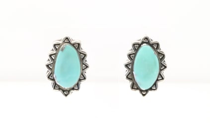 Native America Navajo Sterling Silver Turquoise Post Earring's By Suzanna Johnson.