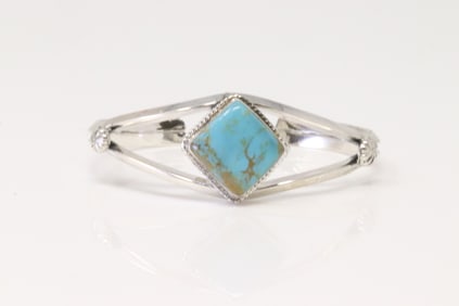 Native America Navajo Sterling Silver Turquoise Bracelet Cuff By Sonyei Coho.