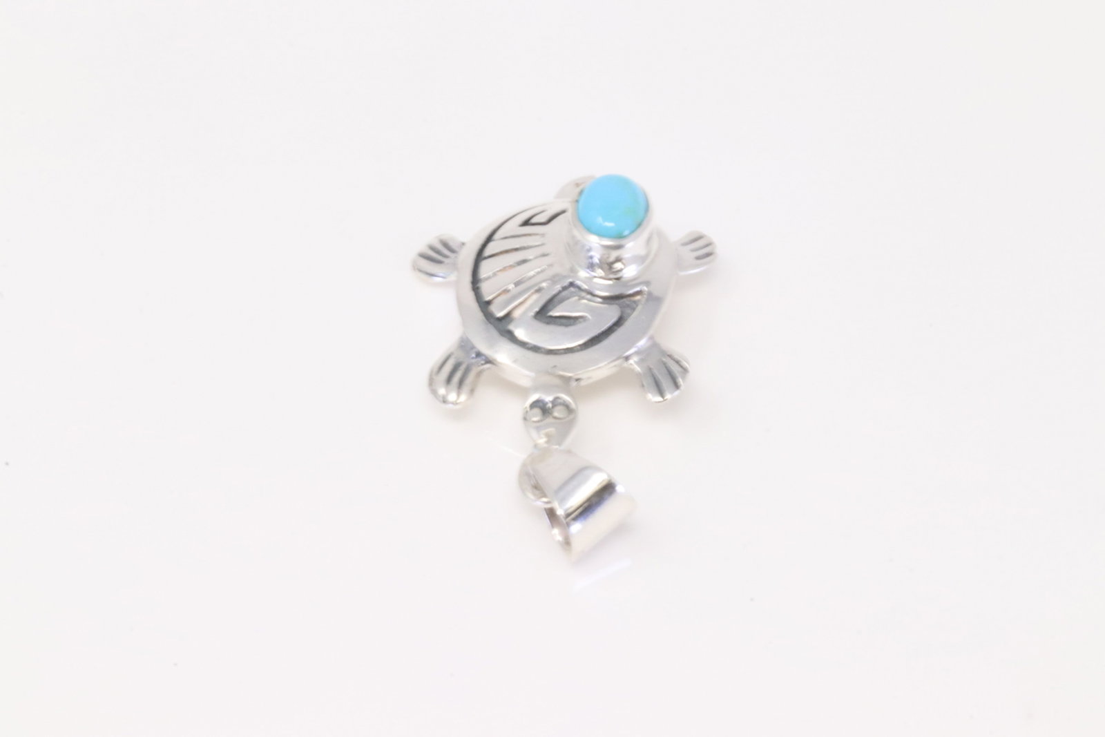 Native America Navajo Sterling Silver Turquoise Turtle Pendant E.K.: This is a Native America Navajo Sterling Silver Turquoise Turtle Pendant E.K.