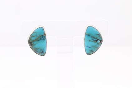 Native America Navajo Sterling Silver Turquoise Post Earring's By Clifton Davis.