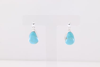 Native America Navajo Sterling Silver Turquoise Post / Dangling Earring's By A.