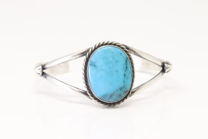 Native American Navajo Sterling Silver Campitos Bracelet By Augustine Largo.