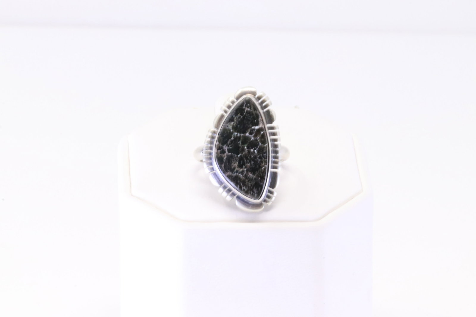 Native America Navajo Sterling Silver Black Jack Turquoise Ring By T.F.: This is a Native America Navajo Sterling Silver Black Jack Turquoise Ring By T.F. Ring size: 7.75.