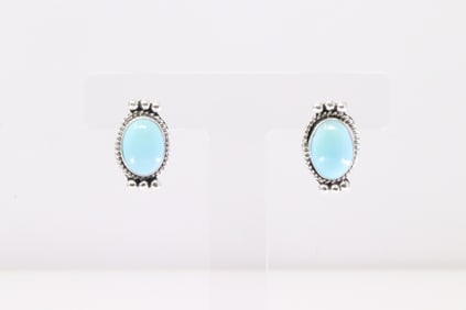 Native American Navajo Sterling Silver Turquoise Post Earring's By Rena Begay.