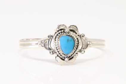 Native America Navajo Sterling Silver Turquoise Bracelet Cuff By Jimmy Garcia.