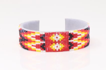 Native America Navajo Multi-Color Stone Leather Bracelet.