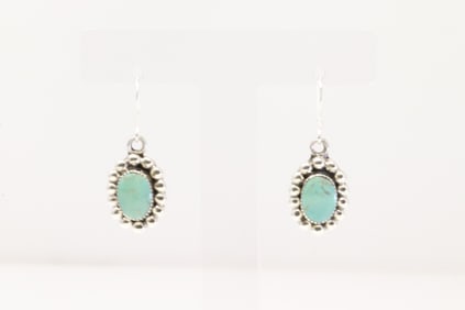 Native America Navajo Sterling Silver Turquoise Dangling Earring's By Sarah Yazzie.