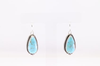 Native American Navajo Sterling Silver Kingman Turquoise Dangling Earring's By Dreama Yazzie.