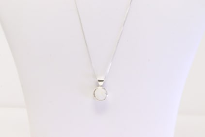 Native American Navajo Sterling Silver White Buffalo Pendant with A 925 Necklace.