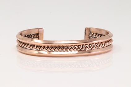 Native America Navajo Copper Bracelet Cuff By Elaine Tahe.