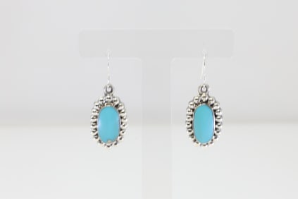 Native America Navajo Sterling Silver Turquoise Dangling Earring's By Sheena Jack.