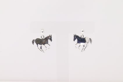Native America Navajo Sterling Silver Horse Post & Dangling Earring's.