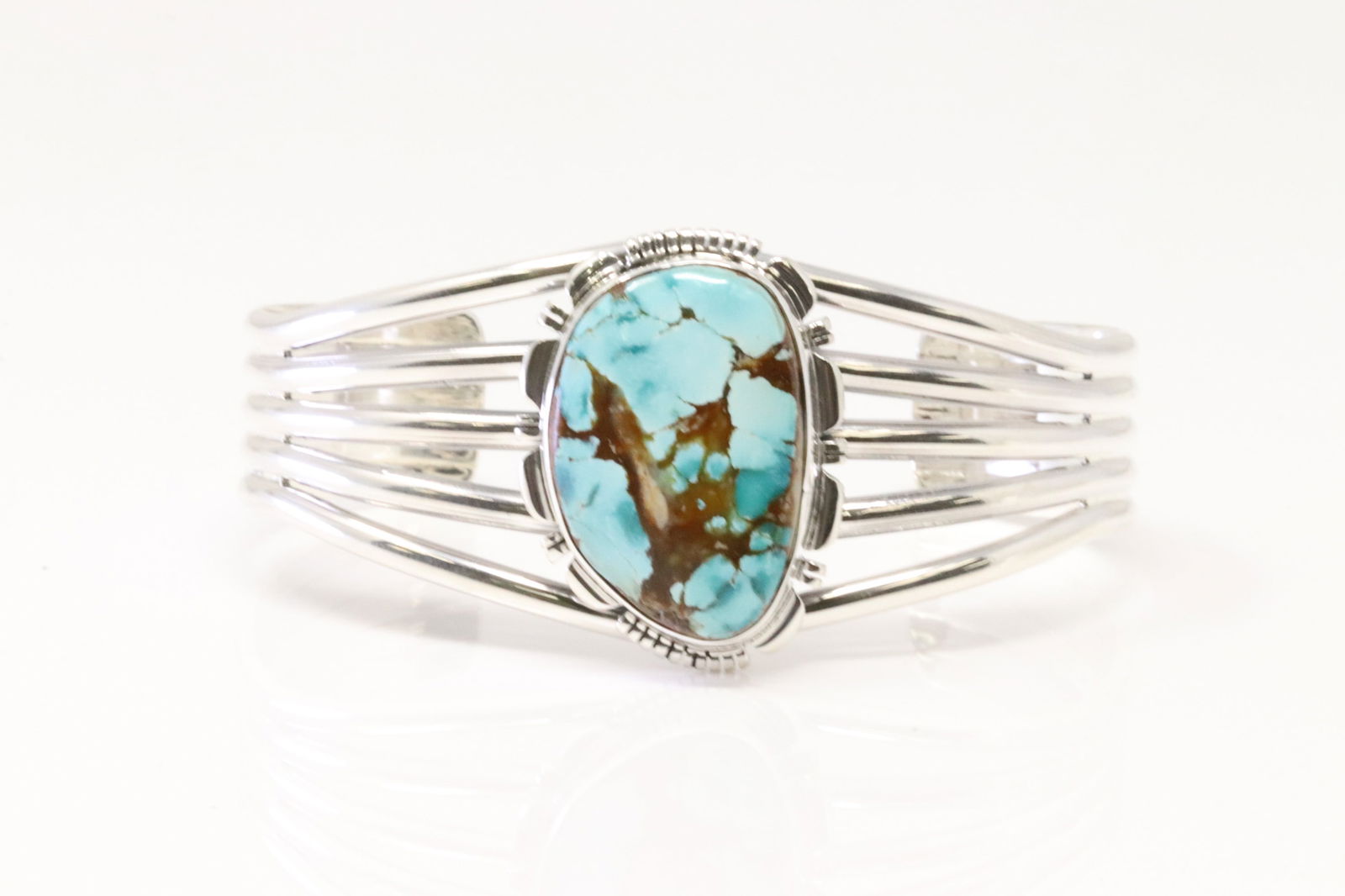 Native America Navajo Sterling Silver Royston Turquoise Bracelet Cuff By L.M.Y. (1 of 4)