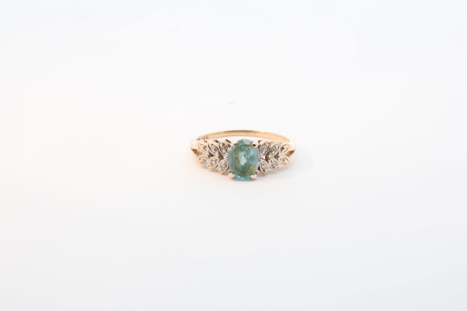 Green Gemstone & Diamond Ring 14Kt. (1 of 4)