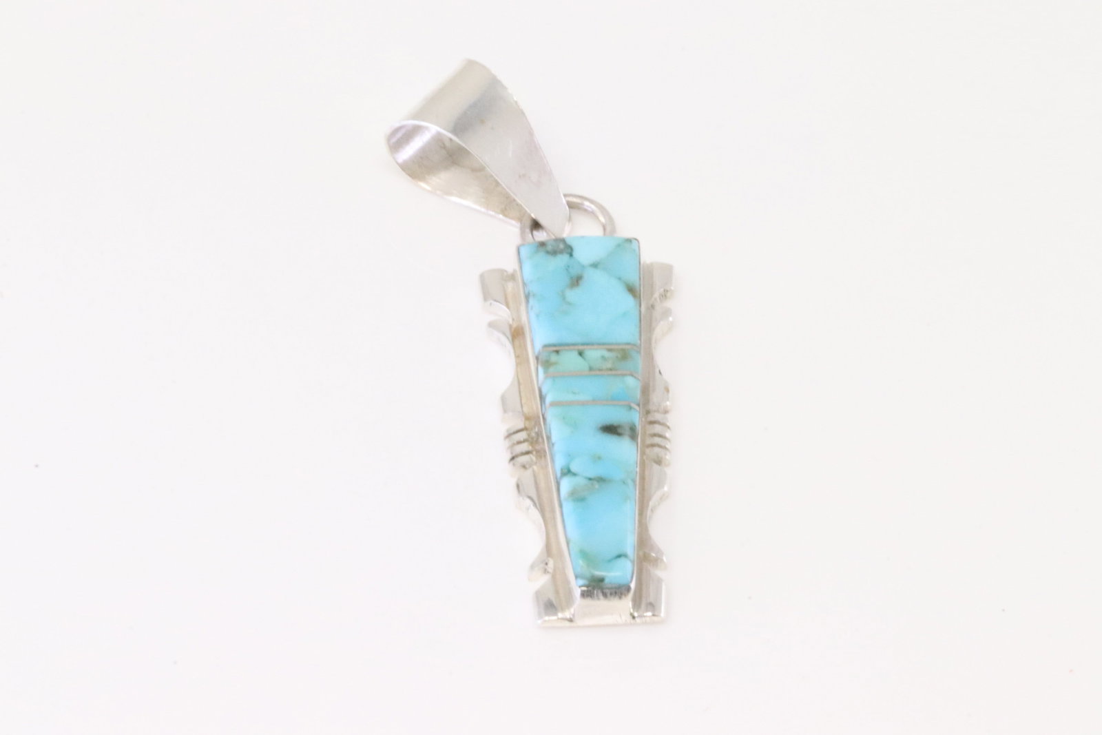 Native America Navajo Sterling Silver Kingman Turquoise Pendant By Steve Francisco.: This is a Native America Navajo Sterling Silver Kingman Turquoise Pendant By Steve Francisco.