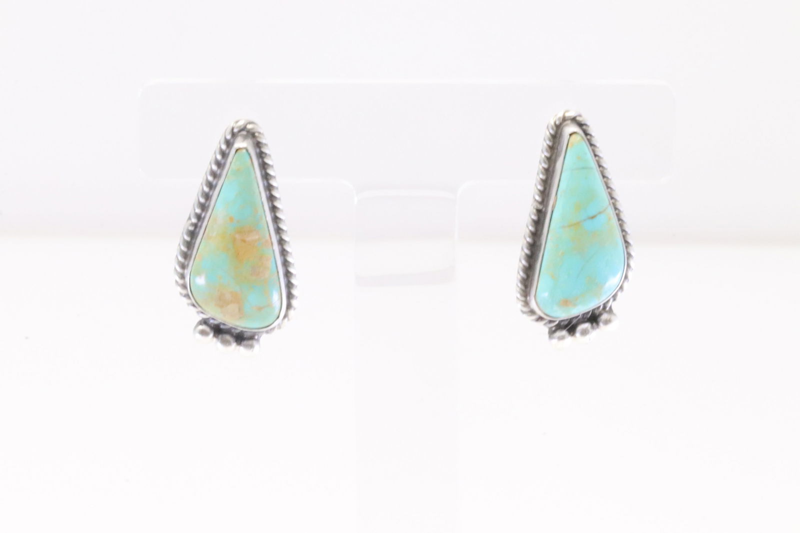 Native America Navajo Sterling Silver Tyrone Turquoise Post Earring's By Elouise Kee. (1 of 4)