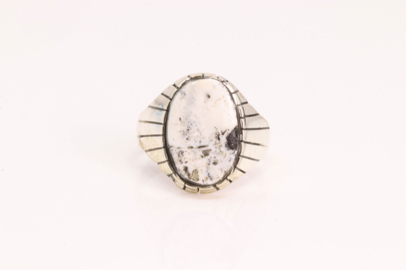 Native American Navajo Sterling Silver White Buffalo Ring By R. (1 of 4)
