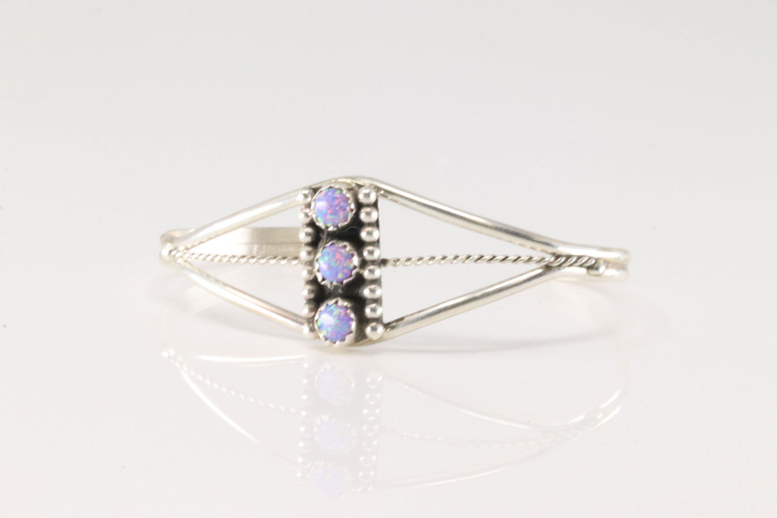 Native American Synthetic Sterling Silver Opal Cuff Bracelet. (1 of 3)