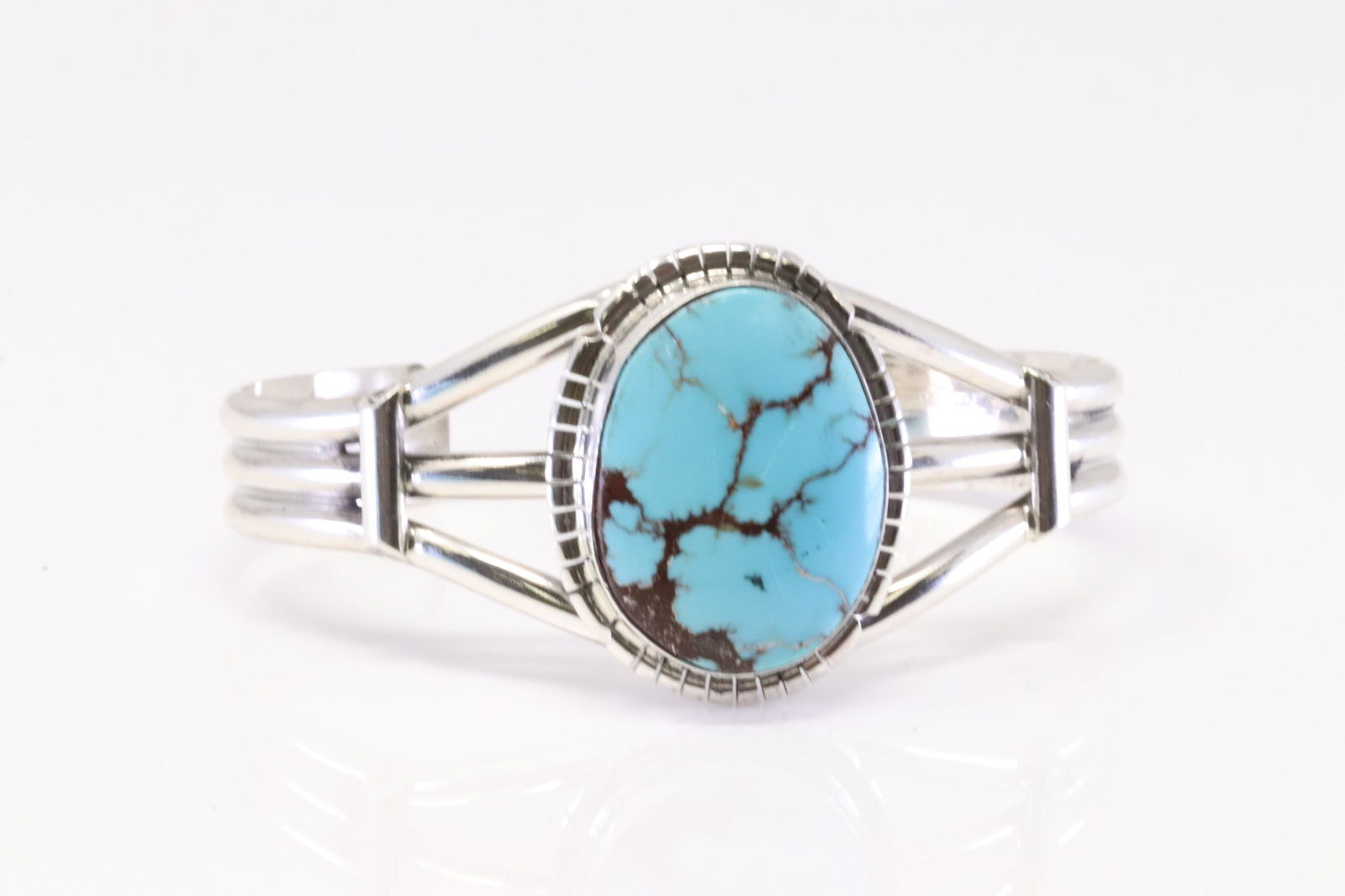 Native America Navajo Sterling Silver Turquoise Bracelet Cuff By S.E. (1 of 4)