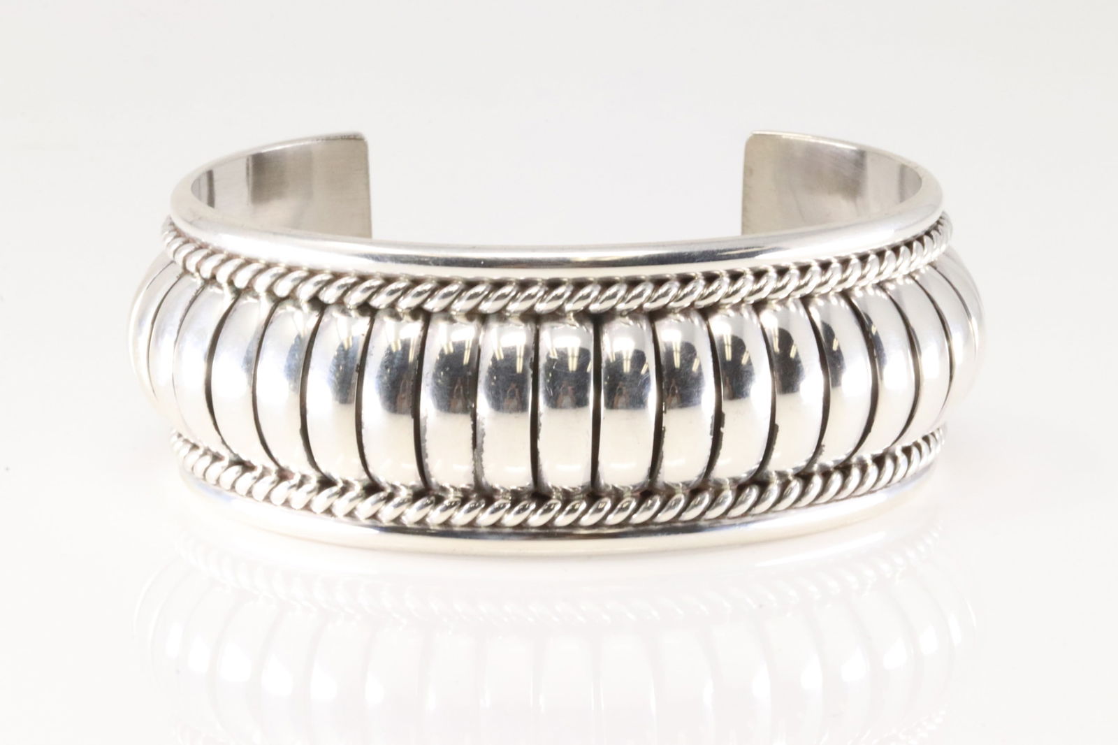 Native America Navajo Sterling Silver Solid Bracelet Cuff By Thomas Charley. (1 of 4)
