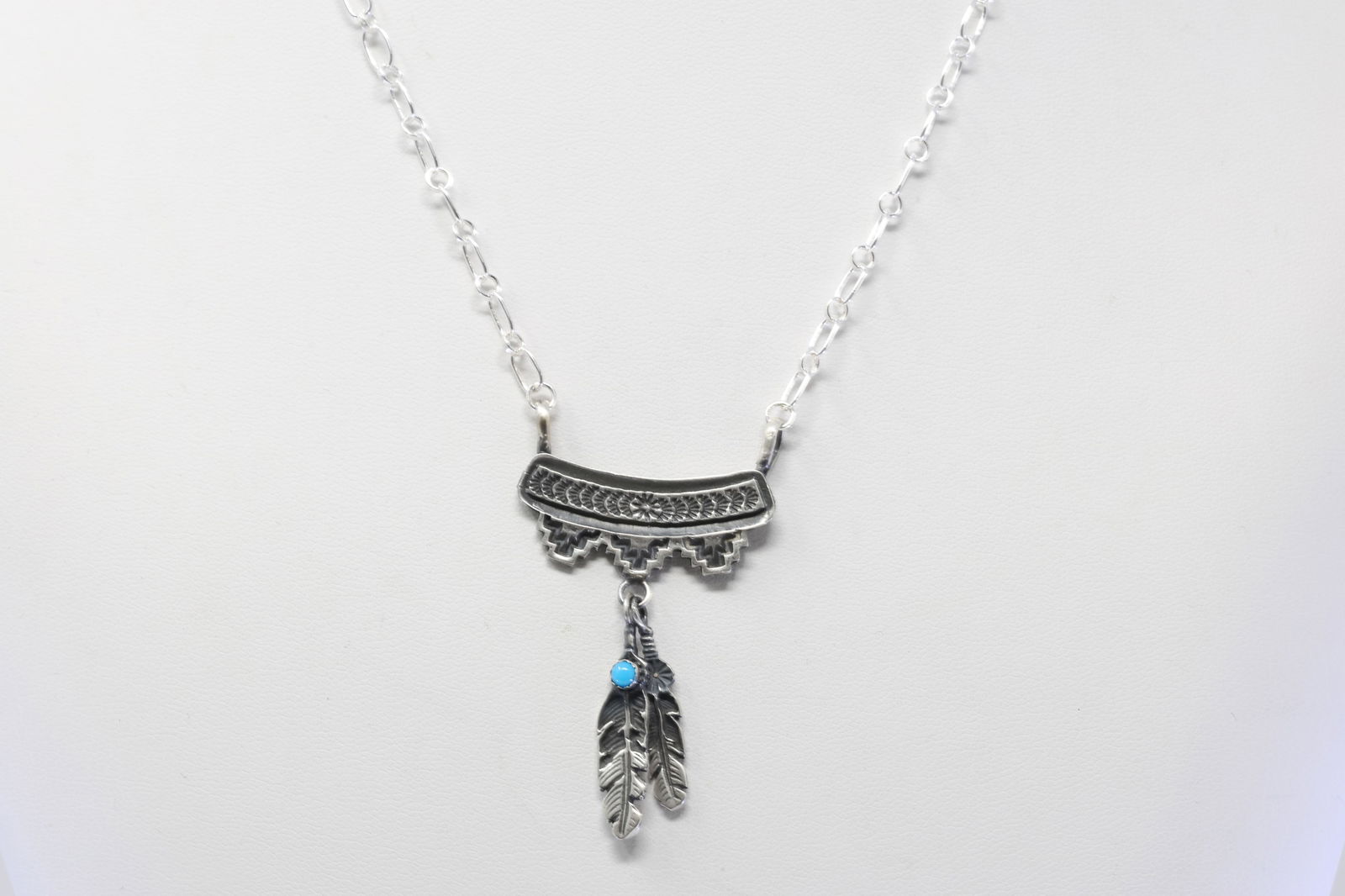 Native America Navajo Sterling Silver Turquoise Necklace By Annie Spencer. (1 of 4)